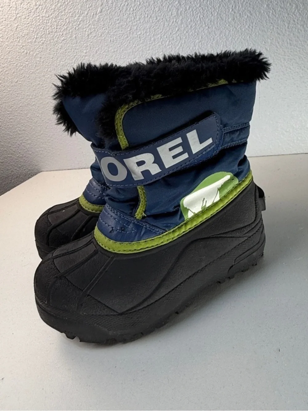 Sorel Kids Winter Snow Boots Blue Black Lime Green Size 11